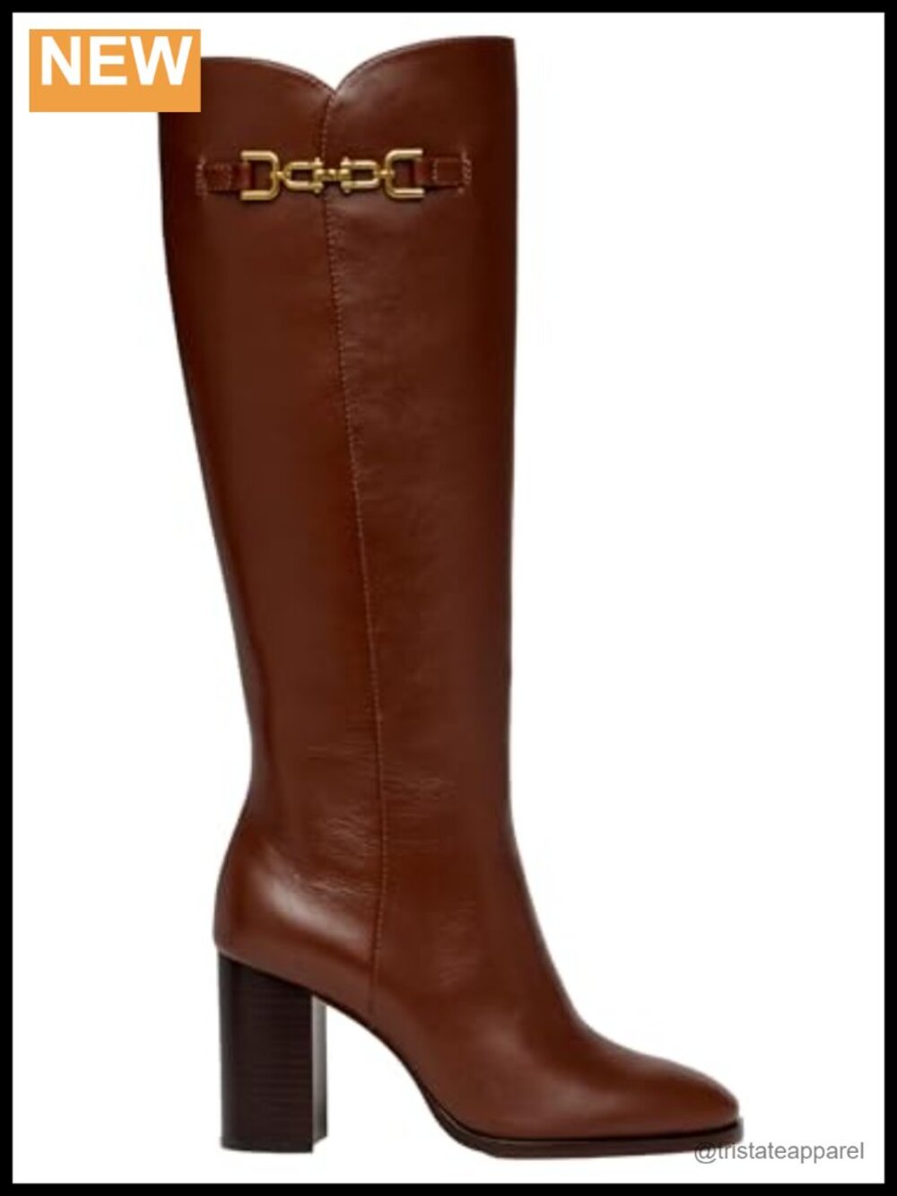 PAIGE Women's Iris Tall Leather Boot - Round Toe Block Heel Zip Knee High